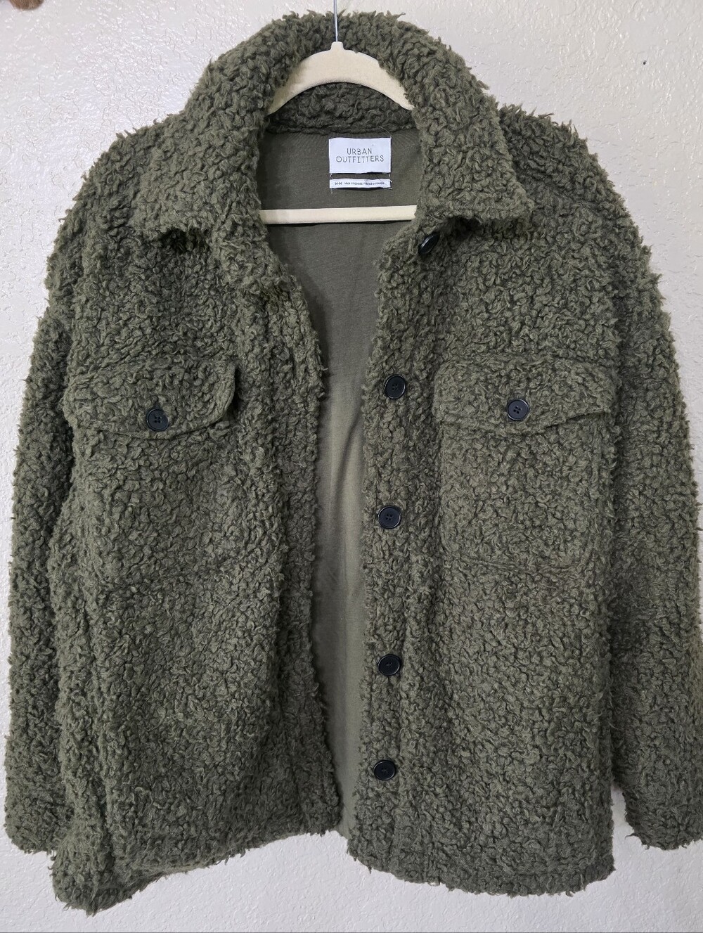 Urban Outfitters Olive Green Sherpa Shacket